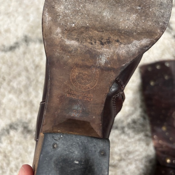 Brown Studded Heeled Boots - Picture 5 of 7